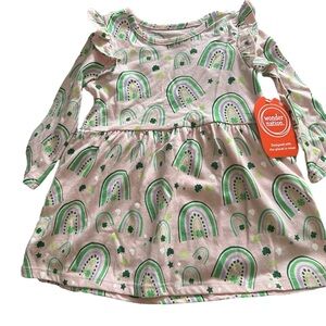 Wondernation Pink Long Sleeve Rainbow Dress Size 12M